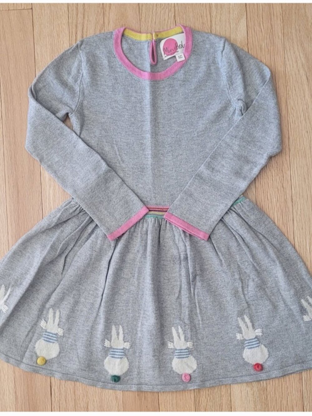 Mini Boden Easter Bunny Rabbit Knit Dress - size 4-5.  Girls Bunny Tails Dress